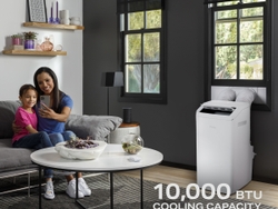 Available in 10,000 BTU the GE Profile™ Dual-Hose, Inverter Portable AC efficiently cools medium-sized rooms up to 450 square feet. Available in 10,000 BTU the GE Profile™ Dual-Hose, Inverter Portable AC efficiently cools medium-sized rooms up to 450 square feet.