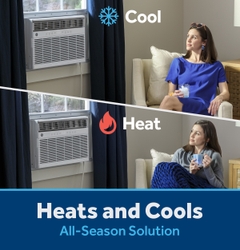With three cooling modes, three heating modes, and three fan speeds, the latest iteration of the GE® Smart Heat/Cool Window AC provides personalized comfort year-round.