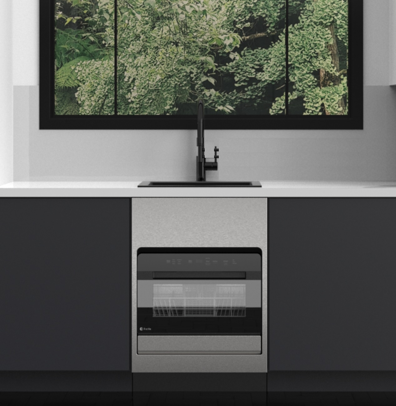 The GE Profile complementary trim kit allows the dishwasher to be built into the cabinetry or installed under the sink with less construction.