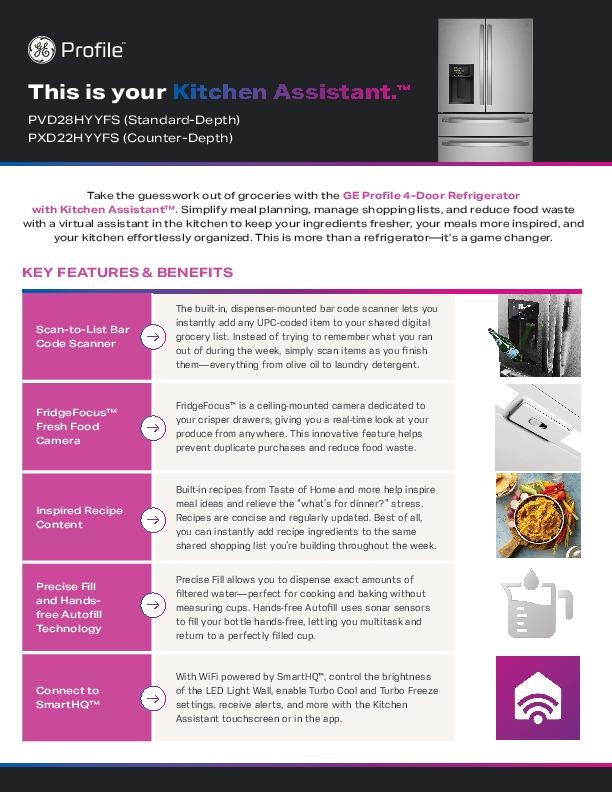 GE Profile™ Smart Refrigerator Quick Sheet