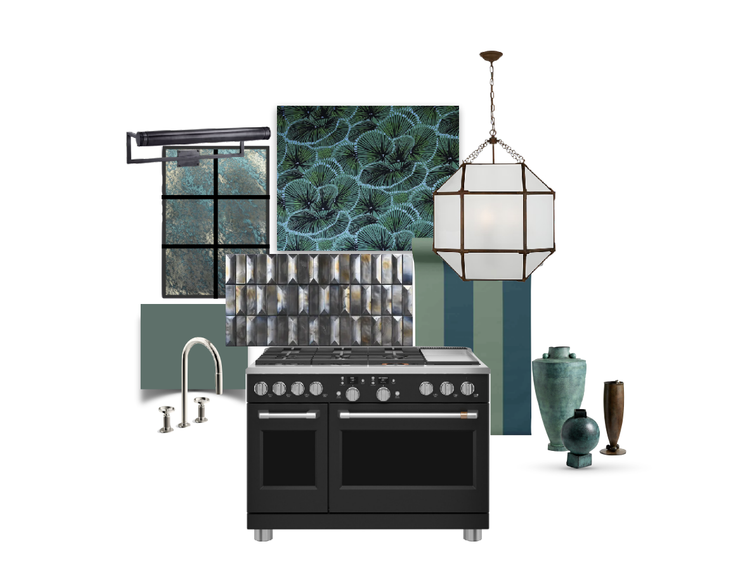 The Greenhouse Garden Party vignette from CAFÉ™ celebrates evening rituals and expressive design pairing rich greens with customizable design-forward appliances.