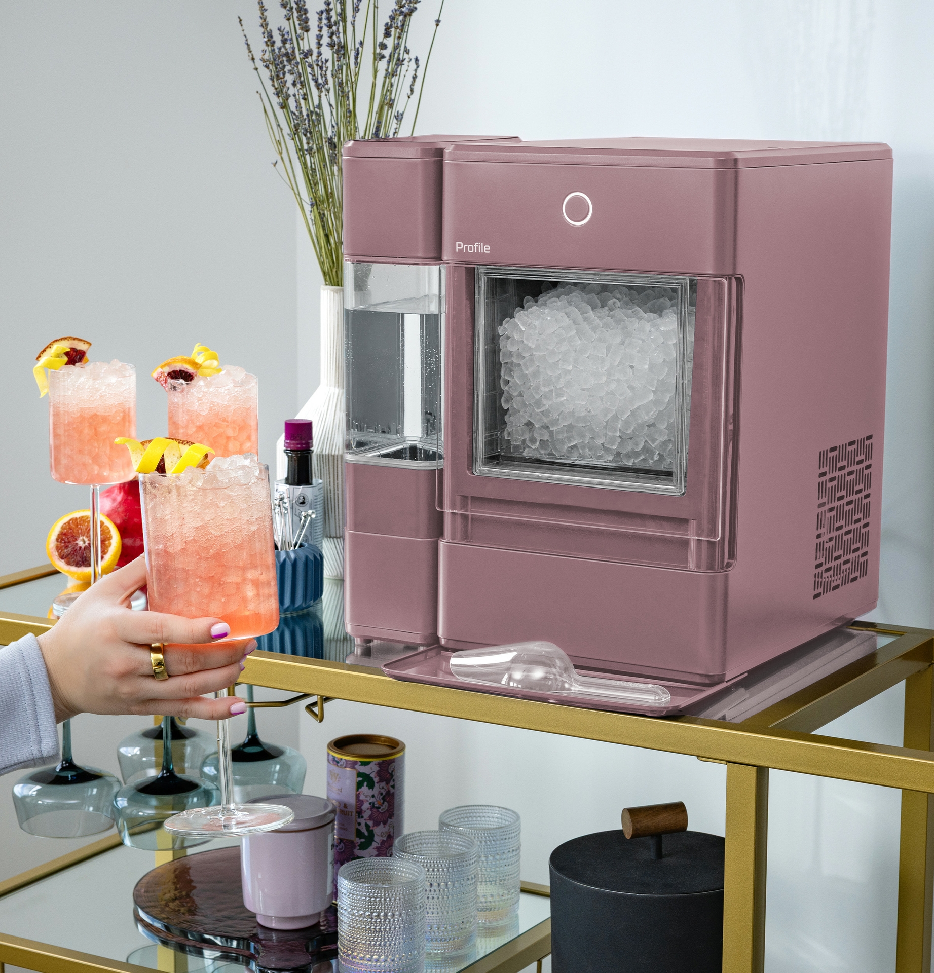 GE Profile Opal Nugget Ice Maker in New Rose Quartz Finish