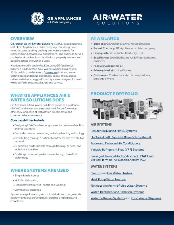 GE Appliances Air _ Water Solutions Fact Sheet