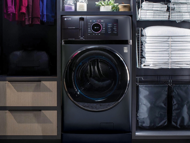 GE Profile UltraFast Combo with Ventless Heat Pump Technology combines washing and drying into one space-saving appliance delivering a complete load