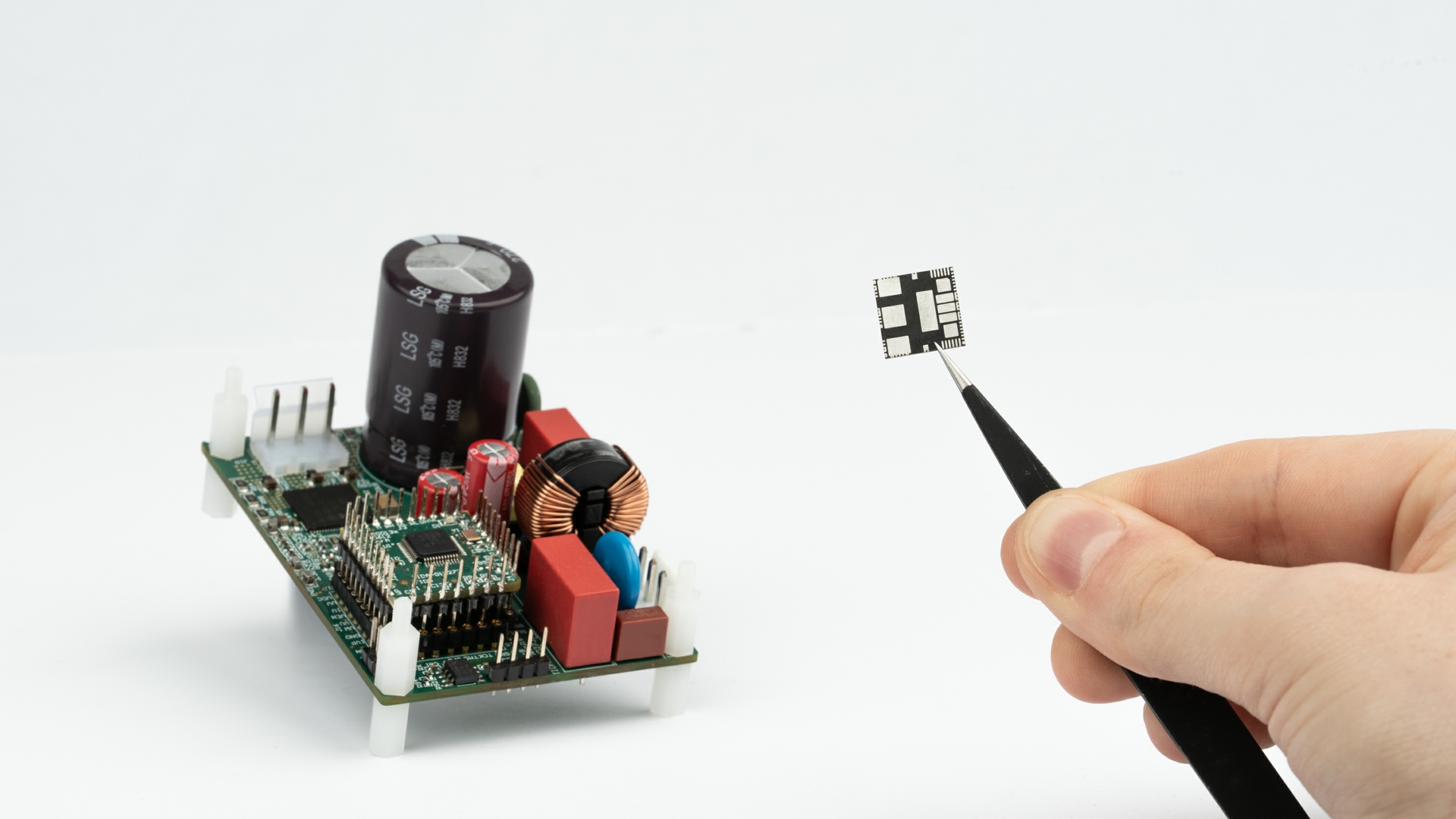 Texas Instruments Gallium Nitride GaN intelligent power module chip and a reference design.