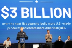 Kevin Nolan, President and CEO of GE Appliances, makes remarks onstage August 13, 2025, at Appliance Park in Louisville, Kentucky, during a historic investment announcement for the company. (Photo by Michael Hickey/Getty Images for GE Appliances, a Haier company)