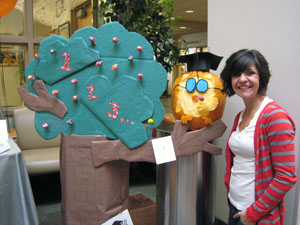 Brittany Jaeger and her owl pumpkin