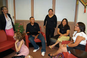 Paulita Aguilar (center) and students