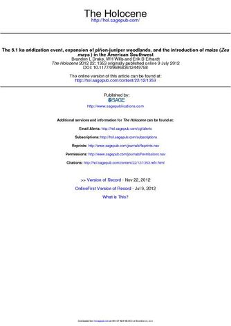 The Holocene paper 2012