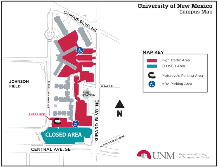 R Zone Map of Closed Parking and High Traffic Areas