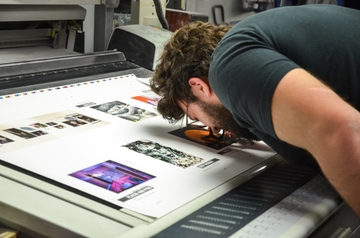 Scribendi editor in chief Josh Rysanek at Starline Printing