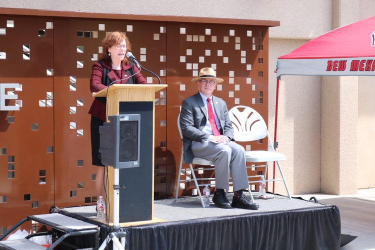 UNM President Garnett Stokes attends ribbon cutting ceremony for Honors College