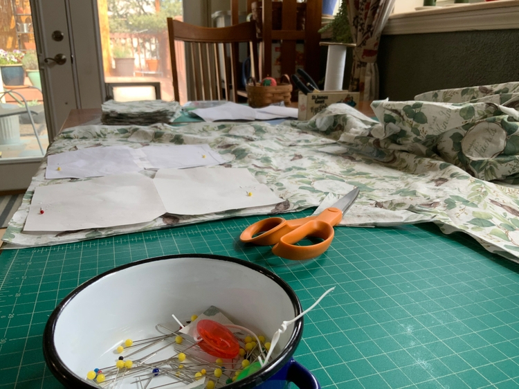 A dining table turned into a worksapce