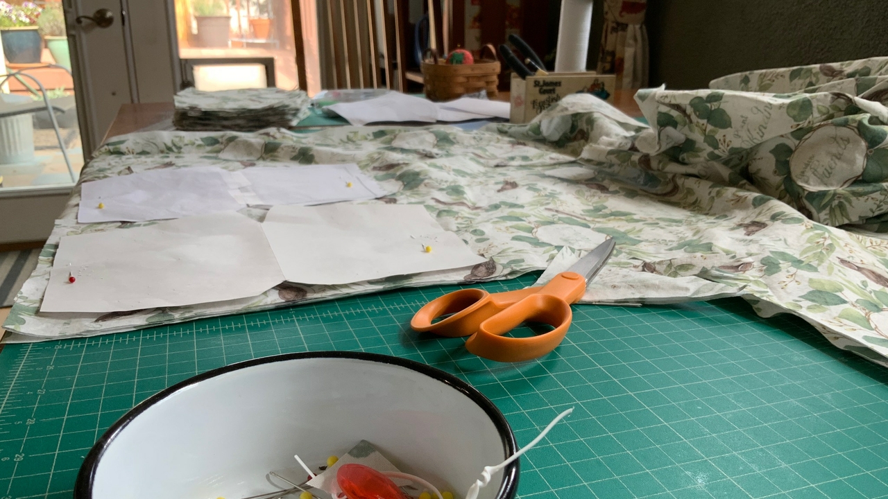 A dining table turned into a worksapce