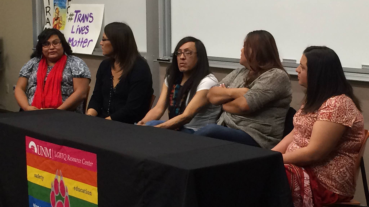 Members of the UNM LGBTQ community in a show of support of Trans Lives Matter. Trans Lives Matter