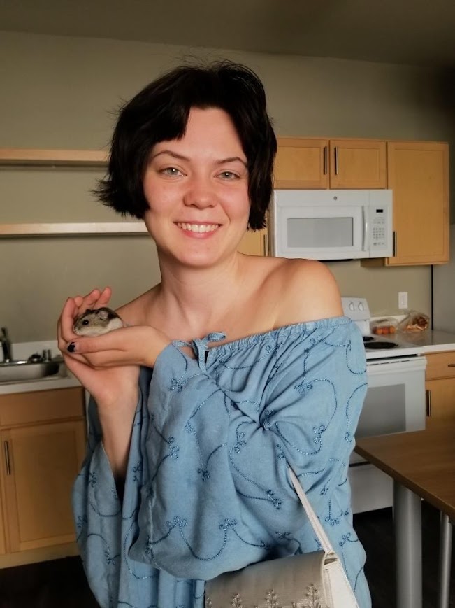 Natalie with hamster