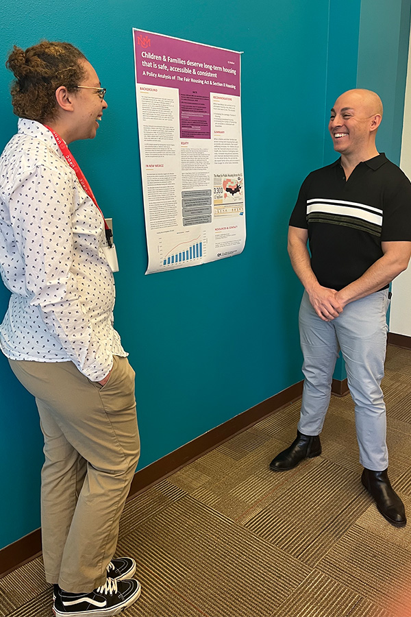 UNM training Sam Rodriguez and McNair Scholar KJ Walker