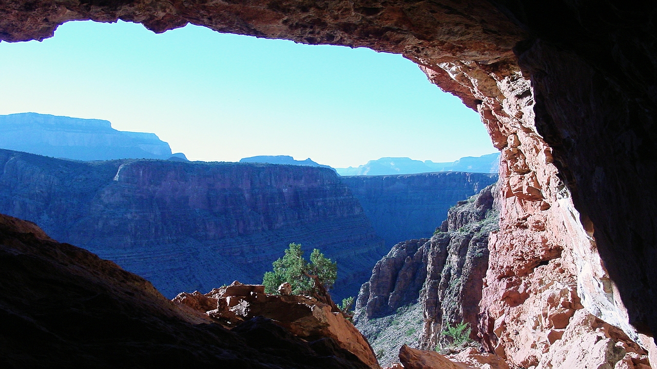  Looking out from Grand Canyon study cave.