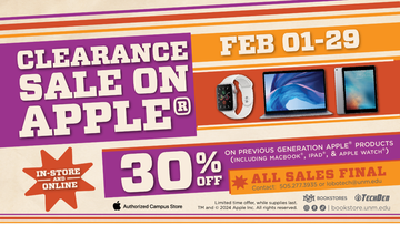 UNM Bookstore clearance sale on Apple products