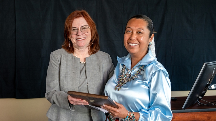 Presidential Teaching Fellow Leola Tsinnajinnie Paquin with 