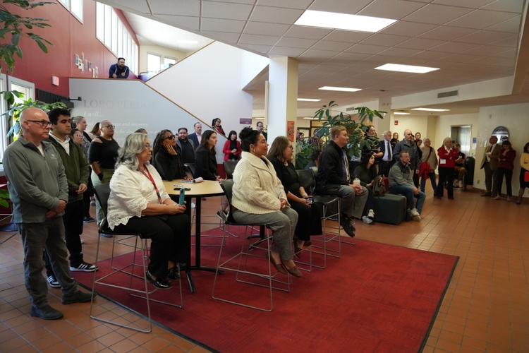 Transfer and Transition Student Center attendees at the ribbon-cutting.