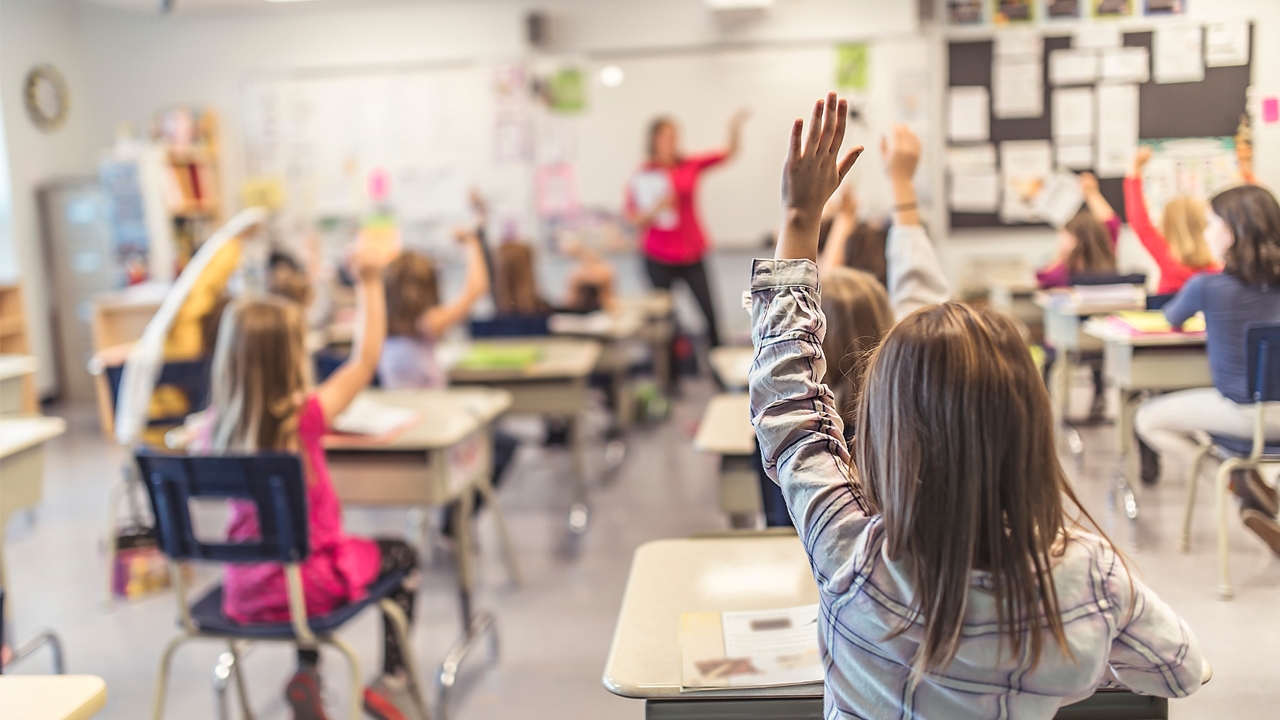 children in a elementary school classroom