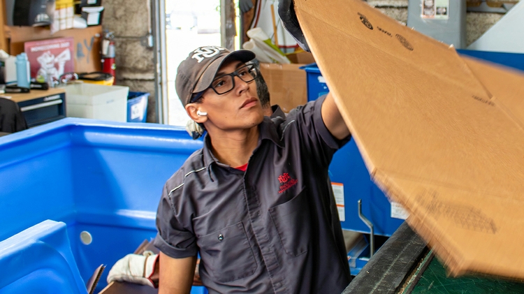 Recycling cardboard at