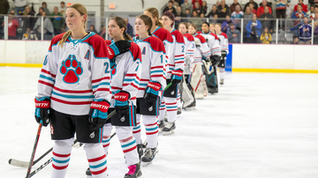 Team lined up for national anthem