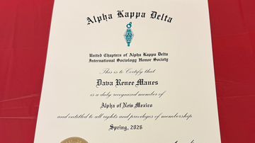 Dava Honors society certificate