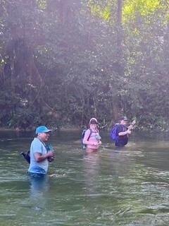 Crossing a river in southern Belize