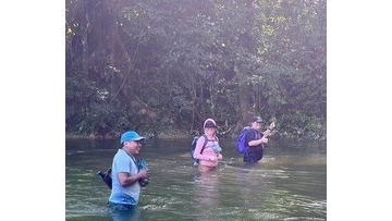 Crossing a river in southern Belize