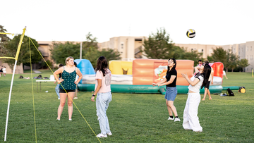 A player on a club sports volleyball