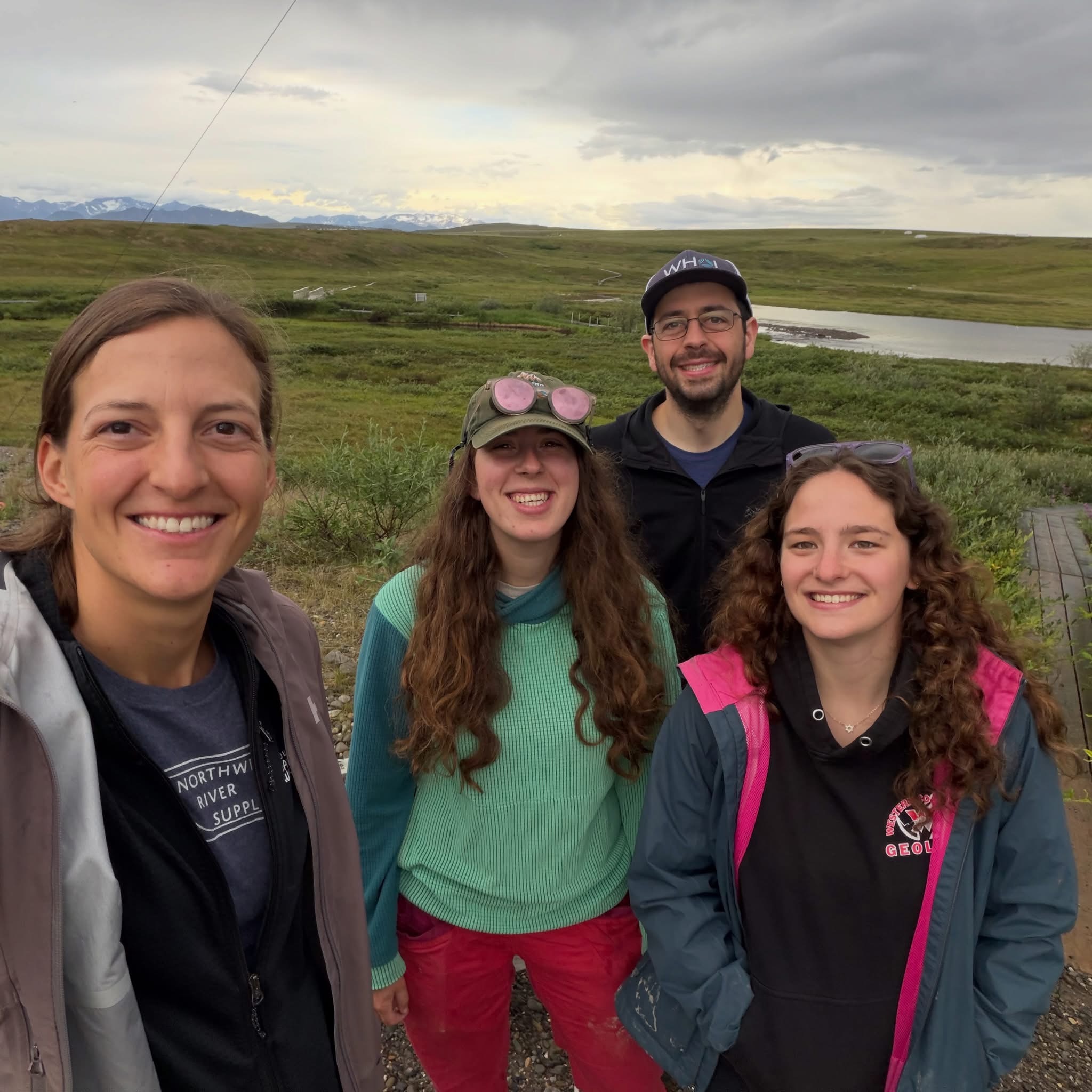 From left to right: Marisa Repasch (lead PI), Misha Toor (incoming PhD student), Preston Kemeny (collaborator from Woods Hole Oceanographic Institution, WHOI), and Miranda Noonan (M.S. student). IMG_7523