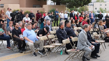 Attendees and supporters at the ribbon-cutting 