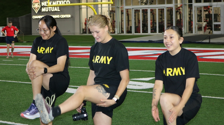 U.S. Army ROTC cadets warm up