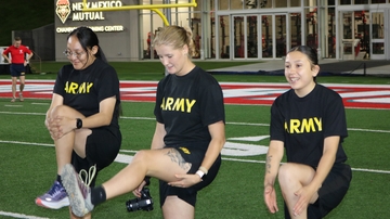 U.S. Army ROTC cadets warm up