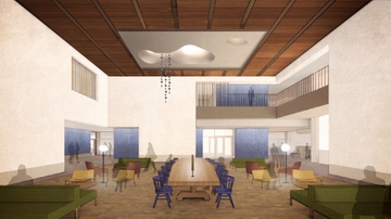 Rendering image and design of the living room.