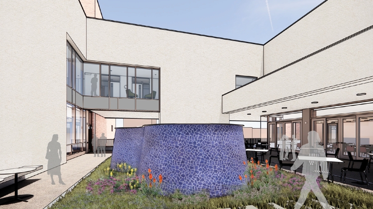  Rendering and design of the outdoor terrace.