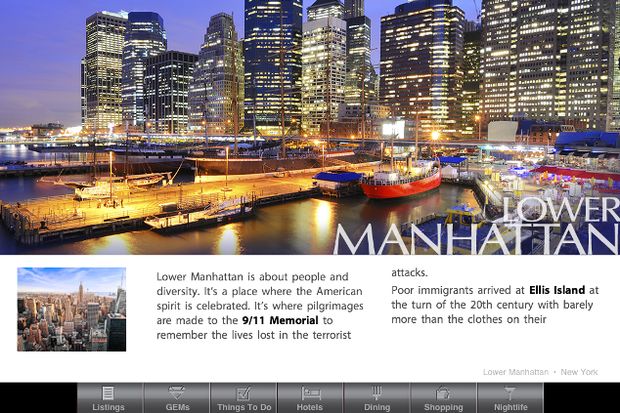 AAA iPad App Top Destinations Feature