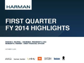 1st Quarter Highlights - FY 2014