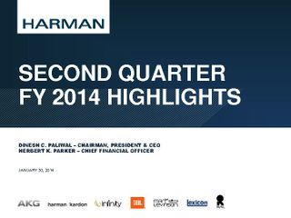 Second Quarter FY 2014 Highlights