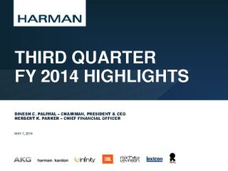 Third Quarter FY14 Highlights