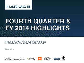 Fourth Quarter & FY 2014 Highlights