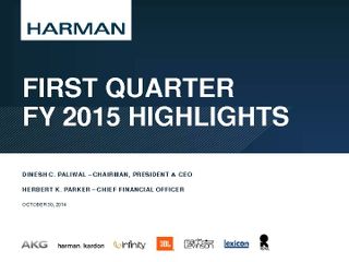 FY 15 First Quarter Highlights