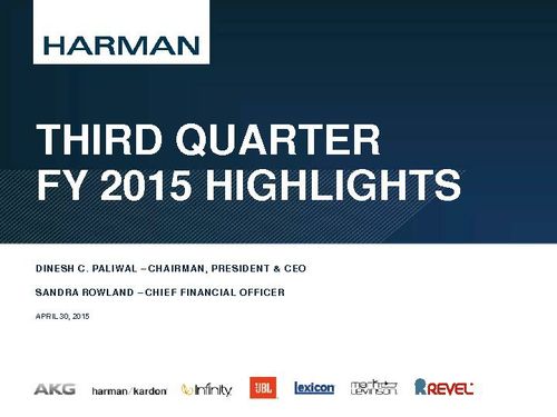 HARMAN 3Q2015 Supporting Slide Deck 4-30