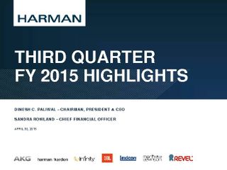 HARMAN 3Q2015 Supporting Slide Deck 4-30