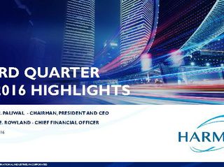 HARMAN FY'16 Q3 Highlights Deck