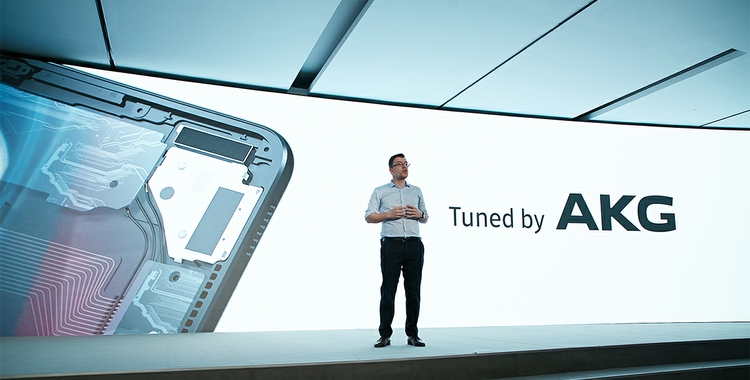 On stage at MWC Samsung Tuned by AKG