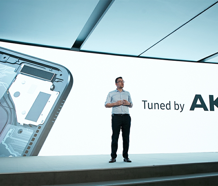 On stage at MWC Samsung Tuned by AKG