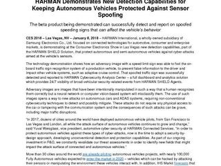 HARMAN SensorSpoof Detection Capabilities CES2018 FINAL